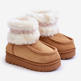 Doposci per bambini con pelliccia e fantasia Camel Melefia beige 1