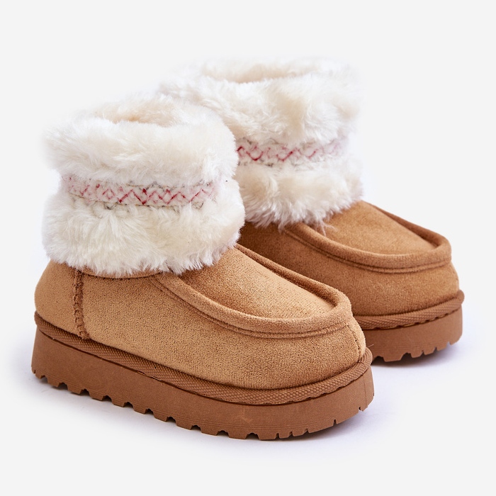 Doposci per bambini con pelliccia e fantasia Camel Melefia beige 1