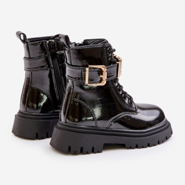 Stivali da bambina in vernice con cinturino decorativo, Gilian nero 2