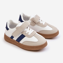 Sneakers Velcro da Bambino Bianche e Blu Tromella bianco 1