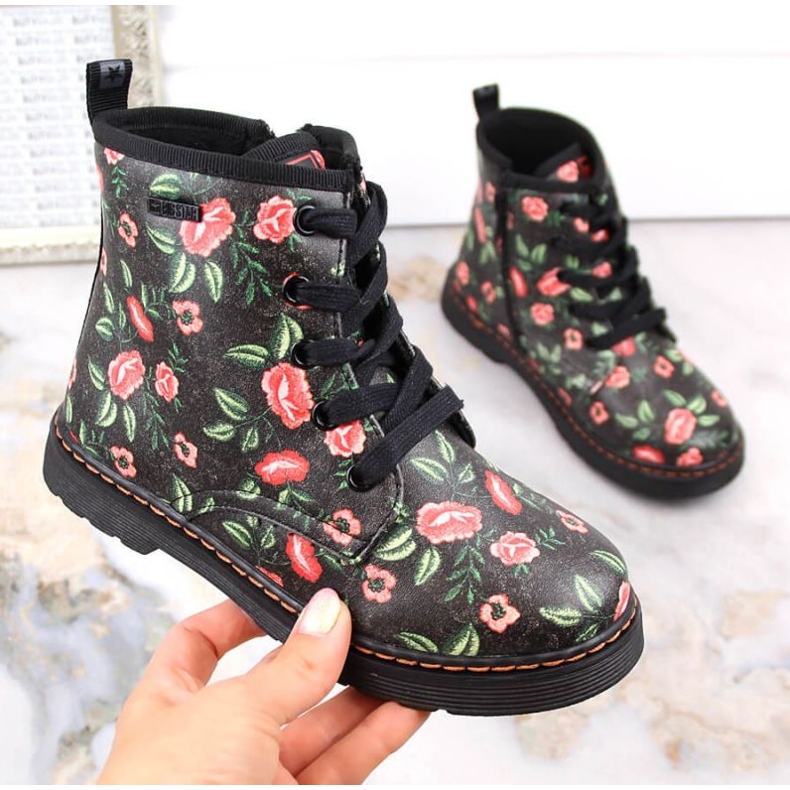 Stivali caldi Big Star Jr INT1884 fiori nero 1