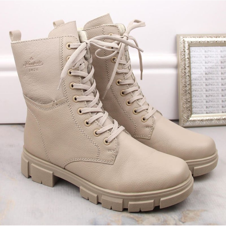Comodi stivali in pelle isolanti Rieker W RKR613, beige 2