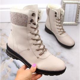 Comodi stivali in pelle isolanti Rieker W RKR614, beige 2