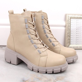 Stivali isolanti con lacci e cerniera Jezzi W JEZ422B, beige 1