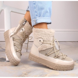 Filippo W PAW475B stivali con plateau in pelle coibentata, beige 2