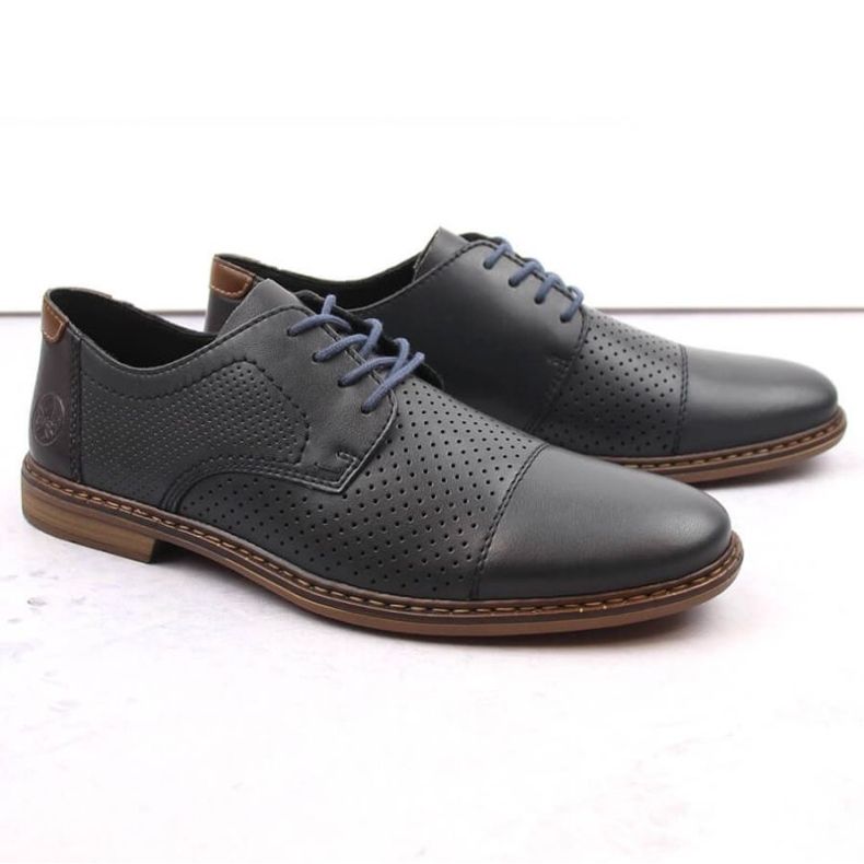 Comode scarpe in pelle Rieker M RKR659, blu navy 2