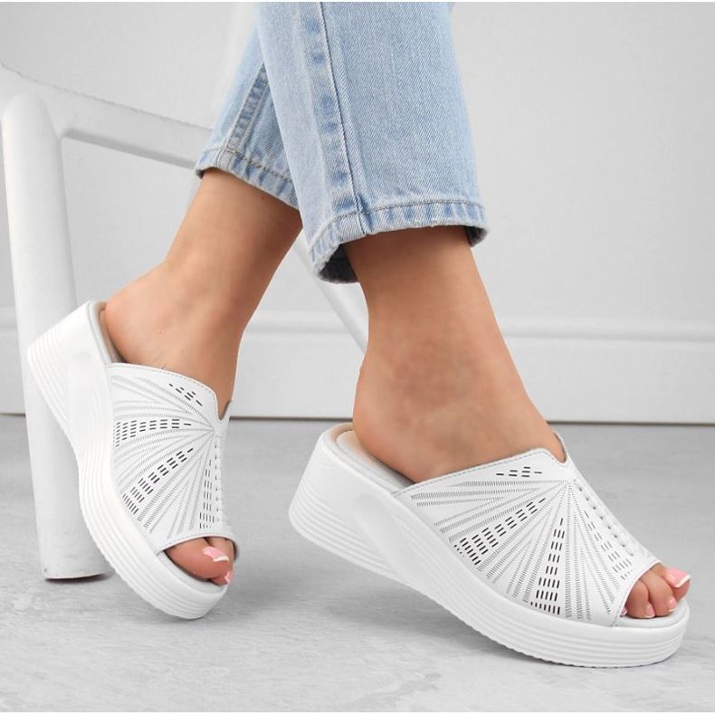 Sabot con zeppa in pelle S.Barski W OLI255A bianco 2