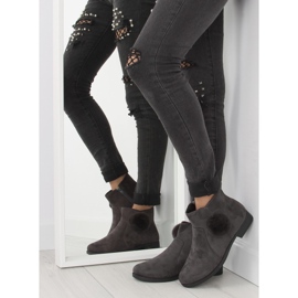 Stivali da donna grigi X-15 grigi con pompon grigio 2