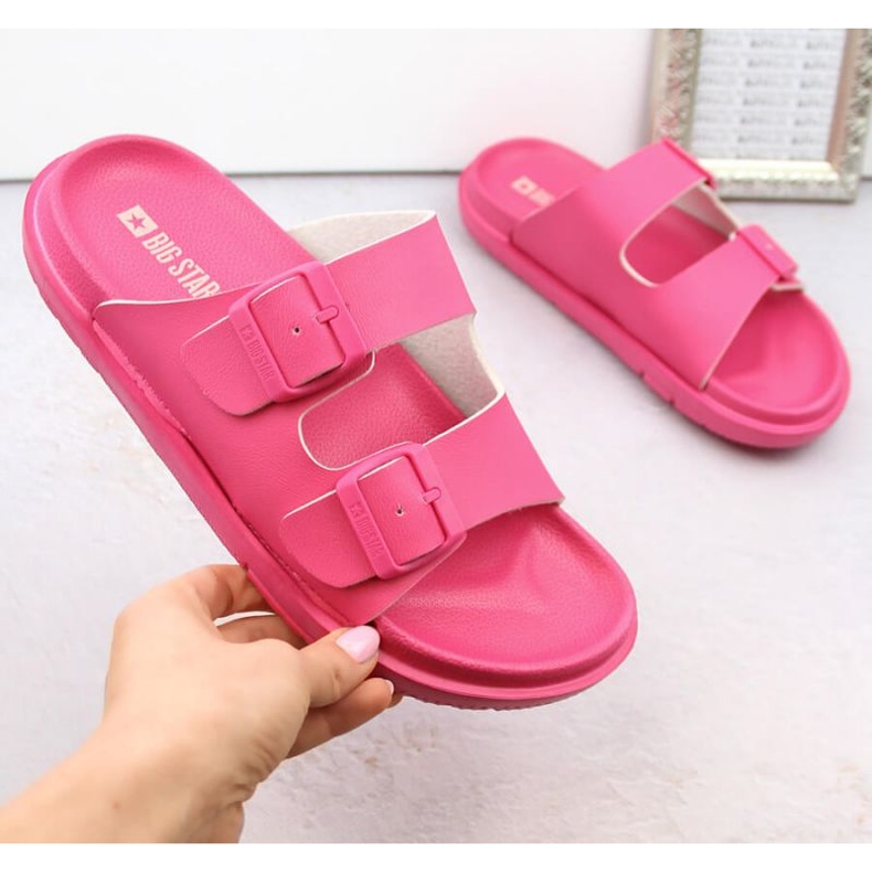 Infradito in schiuma con fibbie Big Star INT2004E, fucsia rosa 1