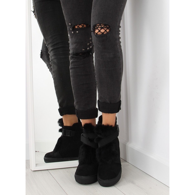 Sneakers con pelliccia nera 3123 nera nero 2