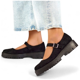 Scarpe da donna in camoscio con fibbia, nere 2720-1B nero 1