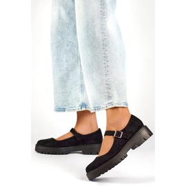 Scarpe da donna in camoscio con fibbia, nere 2720-1B nero 2