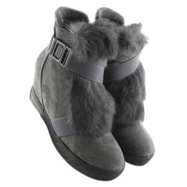 Sneakers grigie con pelliccia 3123 D. grigio 1