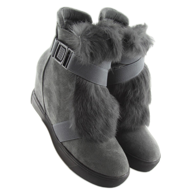 Sneakers grigie con pelliccia 3123 D. grigio 1
