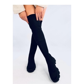Nusses Stivali sopra il ginocchio neri con tomaia elastica - Inello nero 2
