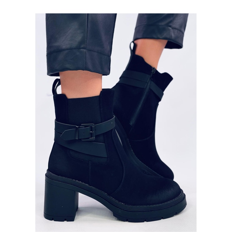 Tanish Black comodi stivaletti con tacco alto - Inello nero 2