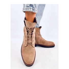 Stivali allacciati in camoscio kaki beige 2