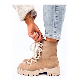 Stivaletti stringati con lacci spessi Smiless Khaki - Inello beige 1