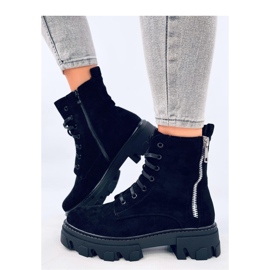 Stivaletti stringati Healy Black con suola spessa - Inello nero 1