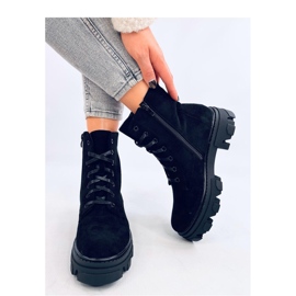 Stivaletti stringati Healy Black con suola spessa - Inello nero 2