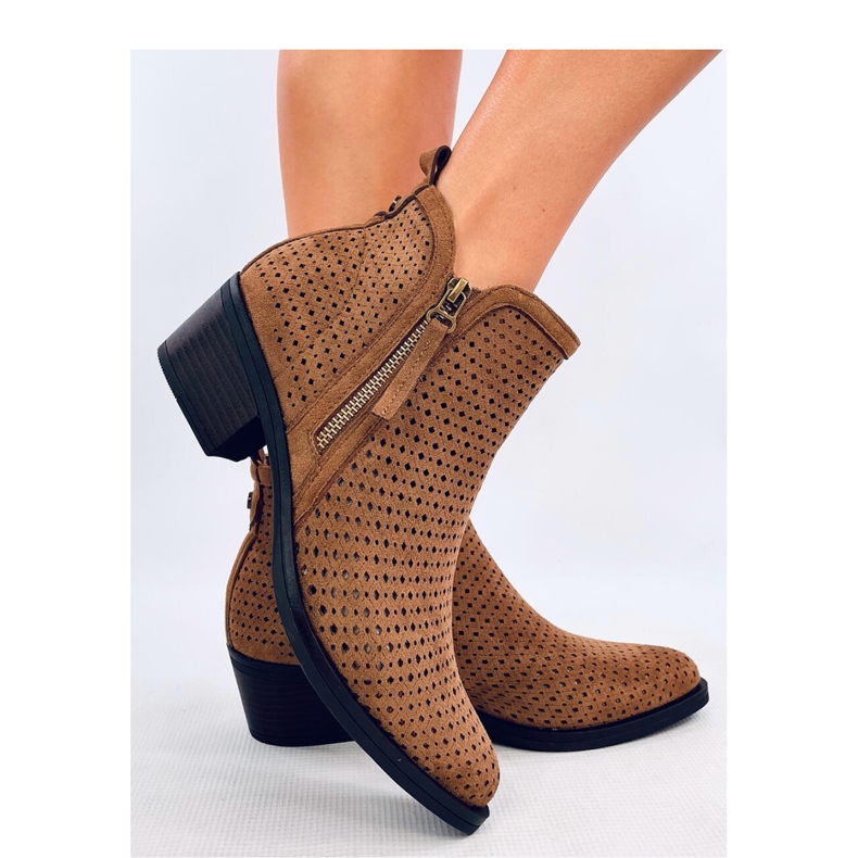 Stivali da cowboy traforati kaki marrone 1