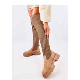 Stivali a calza color kaki beige 1