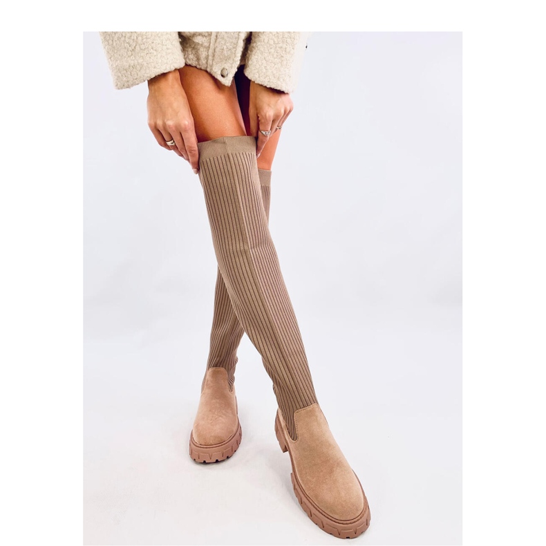Stivali a calza color kaki beige 2