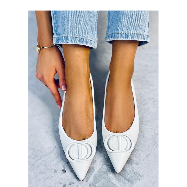 Ballerine bianche con punta a mandorla bianco 1