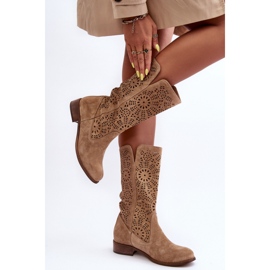 Stivali Modello Lewski 3366/2 Velluto Beige 1