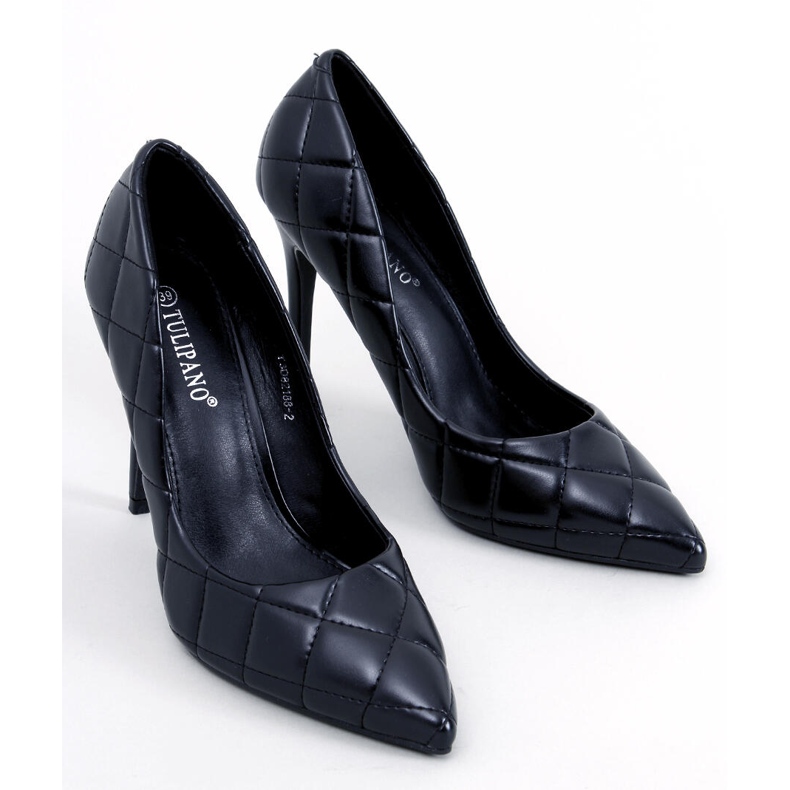 Décolleté a stiletto nere trapuntate nero 1