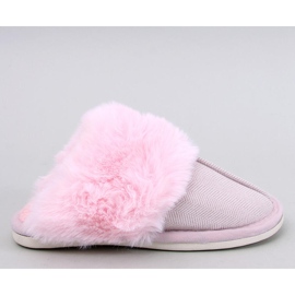 Pantofole Allens rosa chiaro a spina di pesce con pelliccia 1