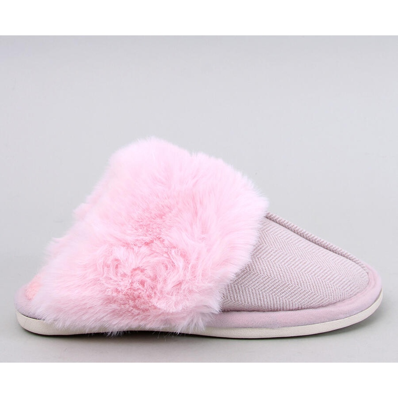 Pantofole Allens rosa chiaro a spina di pesce con pelliccia 1