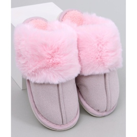 Pantofole Allens rosa chiaro a spina di pesce con pelliccia 2