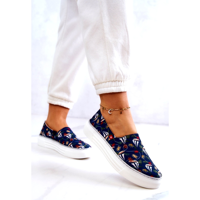 Sneakers da donna Slip On Memory Foam Big Star JJ276016 Blu Navy 2