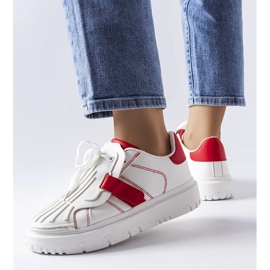 Sneakers sportive con plateau da donna bianche e rosse bianca 1