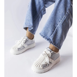 Sneakers sportive da donna argento sulla piattaforma d'argento 2