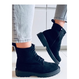 Stivaletti stringati Gaten in camoscio nero - 1
