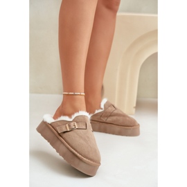 Pantofole da donna isolate con pelliccia FA-185, beige scuro 1