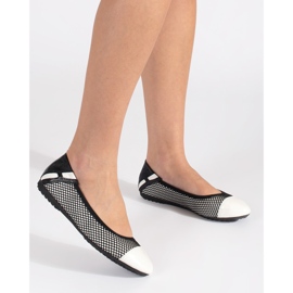 Ballerine bianche e nere decorate con rete bianco 1