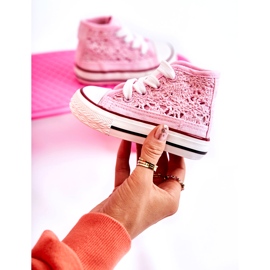 Girls 'Openwork High Pink Sneaker rosa 3