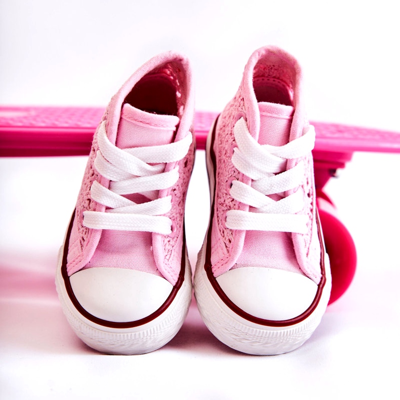 Girls 'Openwork High Pink Sneaker rosa 5
