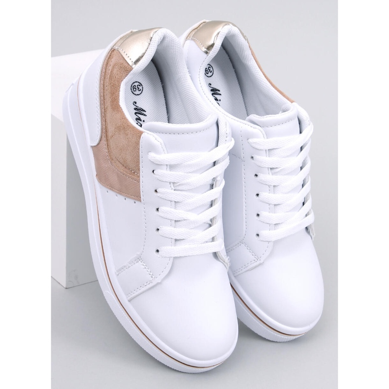 Sneakers sportive da donna con zeppa nascosta, beige 1
