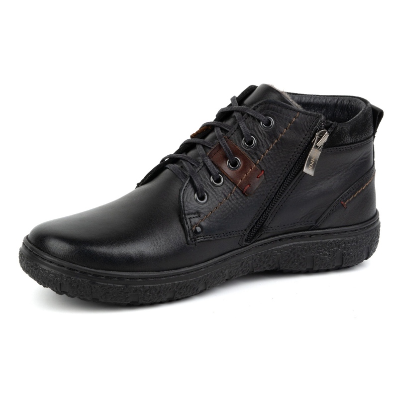 Scarpe invernali da uomo in pelle isolante KAMPOL 108/15 nere nero 1
