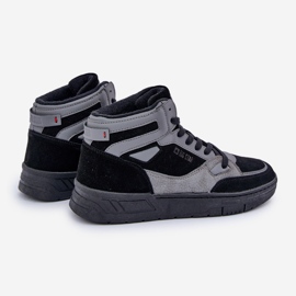 Sneakers da uomo in pelle scamosciata Big Star OO174303 Hi-Poly System Nero-Grigio 2