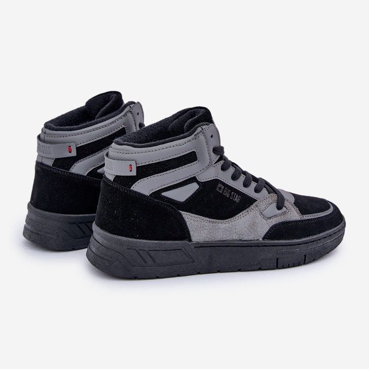 Sneakers da uomo in pelle scamosciata Big Star OO174303 Hi-Poly System Nero-Grigio 2