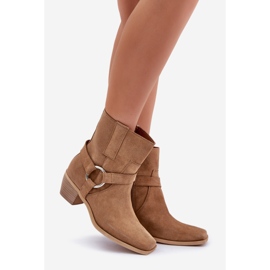 Stivali con tacco alto in camoscio naturale Zazoo 3444/2 Beige 1
