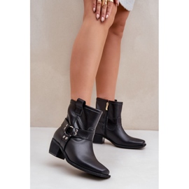 Stivali con tacco alto in pelle naturale Zazoo 3444/2 Nero 2