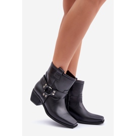 Stivali con tacco alto in pelle naturale Zazoo 3444/2 Nero 1