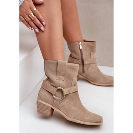 Stivali con tacco alto in pelle scamosciata naturale Zazoo 3444/2 Beige chiaro 2