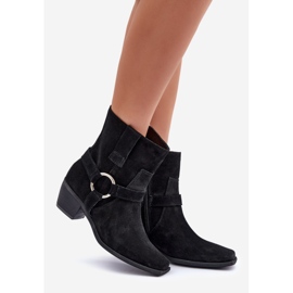 Stivali con tacco alto in pelle scamosciata naturale Zazoo 3444/2 Nero 1